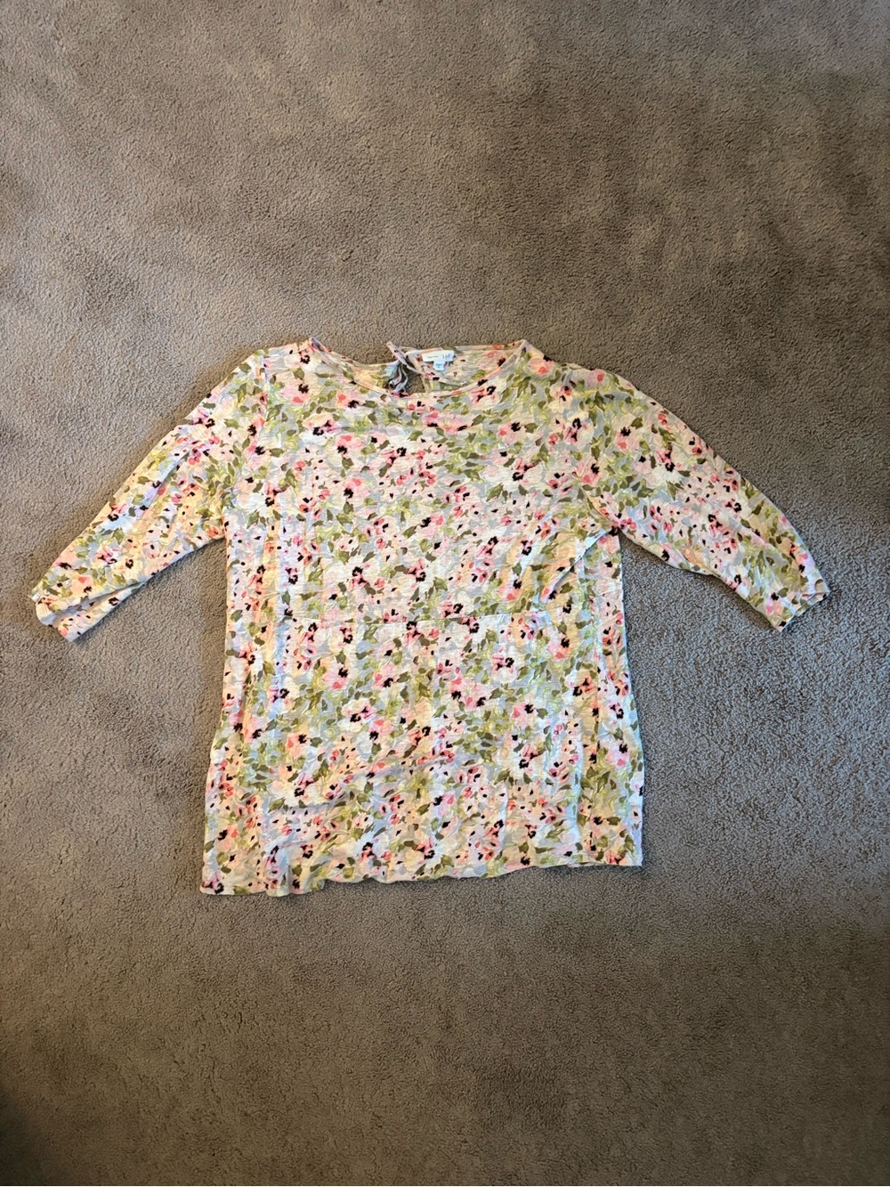 J. Jill Floral Long-Sleeve in Pink, Green & Cream